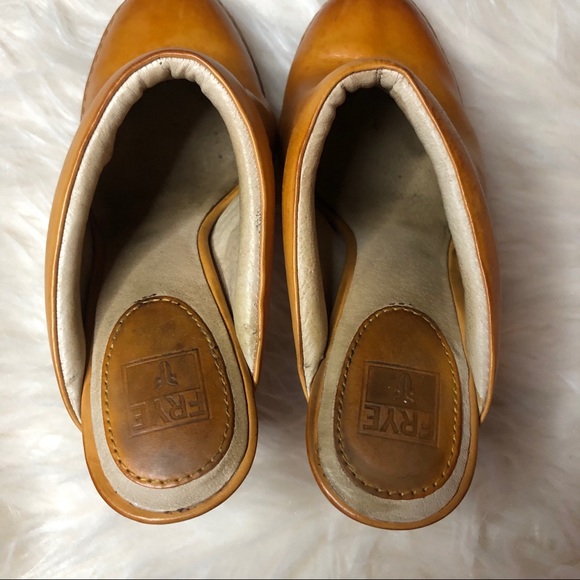 Frye Saddle Tan Heeled Mules - Picture 3 of 7